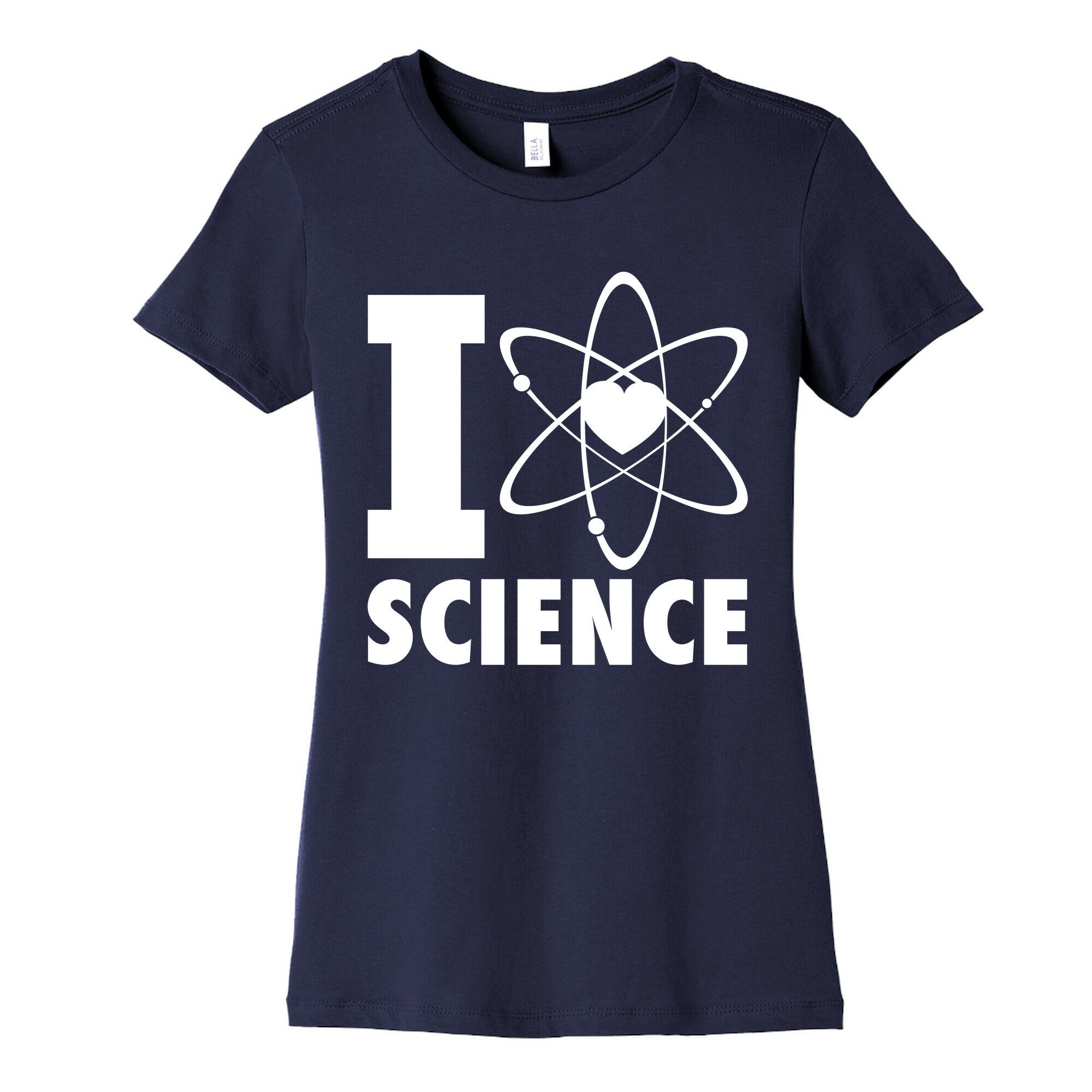 I Love Science (Atom Heart) (White Ink) Women's Cotton Tee